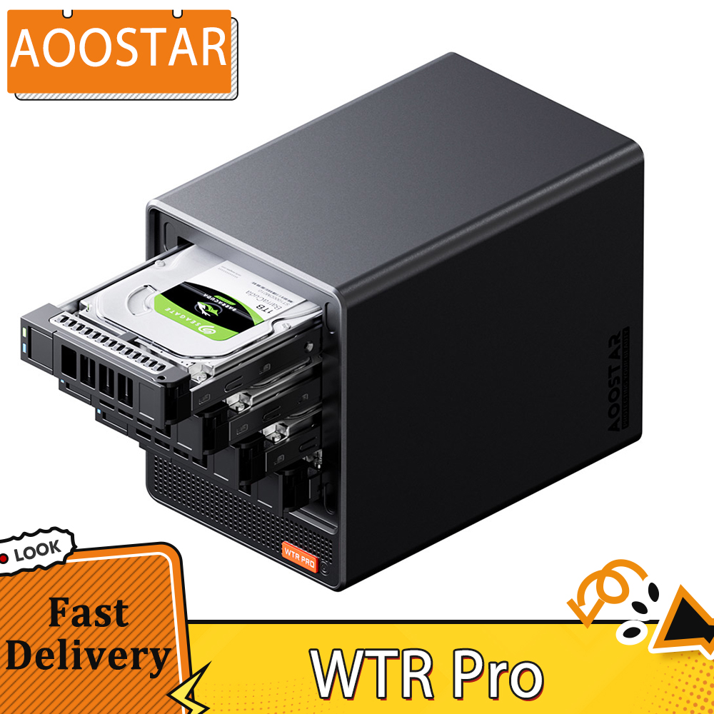 AOOSTAR WTR Pro NAS mini-pc, AMD Ryzen 7 5825U 8 cores Max. 4,5 GHz, 64 GB RAM 1 TB SSD, HDMI+DP+Type-C drievoudig 4K-scherm, WiFi 6