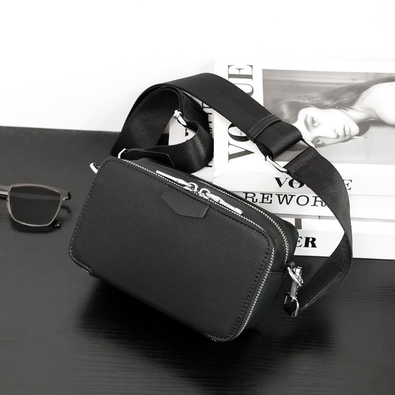 New Fashion Men's Crossbody Bag Double Zipper Shoulder Bag Men Luxury Matte PU Leather Crossbody Bags Male Satchels Handbagss