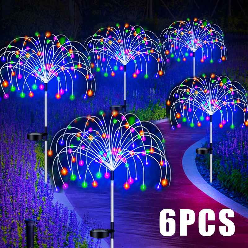 Fuochi d'artificio solari Luci da palo a LED Decorazioni da giardino per esterni Pathway Fata Luce Impermeabile Cortile Prato Patio Paesaggio Decorazione Lampada solare