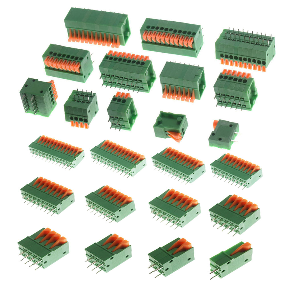 10 Uds. Bloque de terminales sin tornillos de resorte de empuje KF141V KF141R de paso de 2,54mm conector PCB recto/doblado 1/2/3/4/5/6/7/8/9/10P