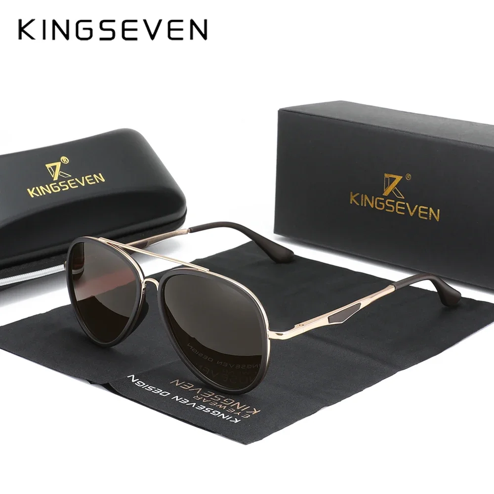 Lunettes de soleil polarisées KINGSEVEN pour hommes et femmes, style pilote, pour la conduite et la pêche, protection UV400