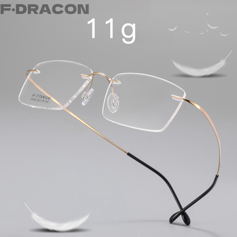 กรอบแก้วไทเทเนียมบริสุทธิ์ไร้ขอบสำหรับผู้ชายใหม่ Frames16005ไร้กรอบสี่เหลี่ยมสำหรับนักธุรกิจใหม่ที่ถูกตัดตามใบสั่งแพทย์
