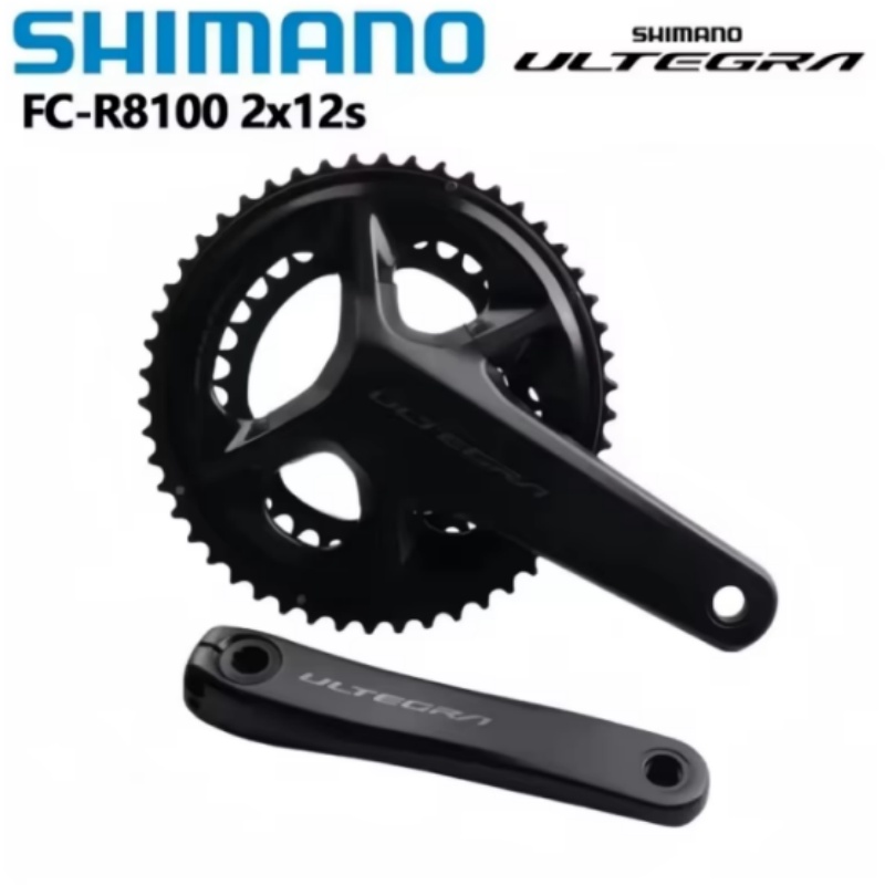 Shimano ULTEGRA R8100 Crankset sepeda balap, set gir depan sepeda 2x12s ukuran 165mm 170mm 172.5mm 50-34t 52-36t berongga terintegrasi kecepatan untuk sepeda balap