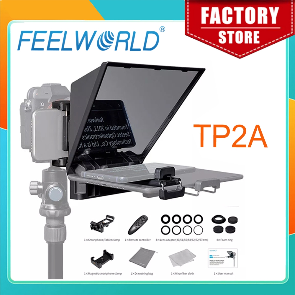 FEELWORLD Mini téléprompteur TP2A 8 pouces Portable prend en charge les moins de 8 "Smartphone tablette promptant Smartphone DSLR caméra Bluetooth