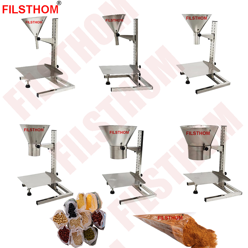 Food Standard Filling Feeding Funnel Hopper With Support Stand Stainless Steel Manual Filling Packing Device Diameter 3 To18cm