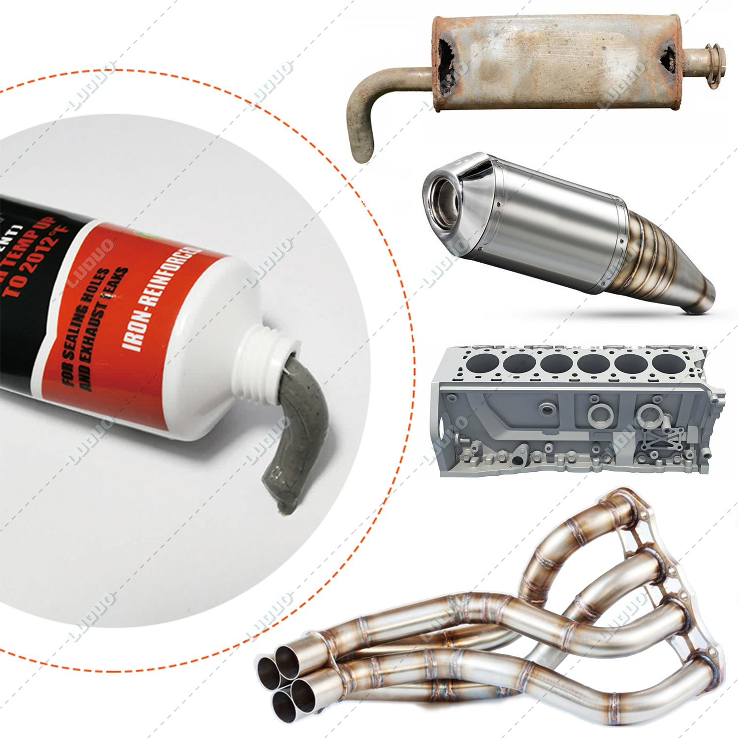 Car Exhaust Pipe Repair Glue Sealant High Temperature Pipe Repair Glue Sealant Leaks Plugging Air Repair Adhesive Filler 75g