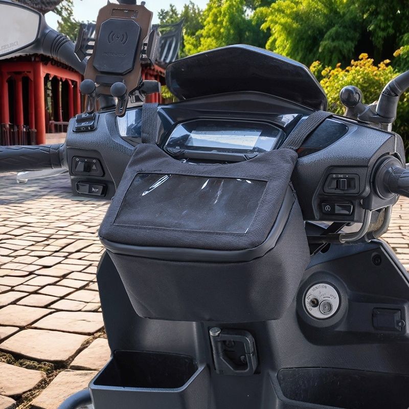Bolsa para Manillar de Motocicleta, Bolsa de Almacenamiento Colgante para Motocicleta con Pantalla Táctil Visual para Navegación y Teléfono, Accesorios para Ciclismo