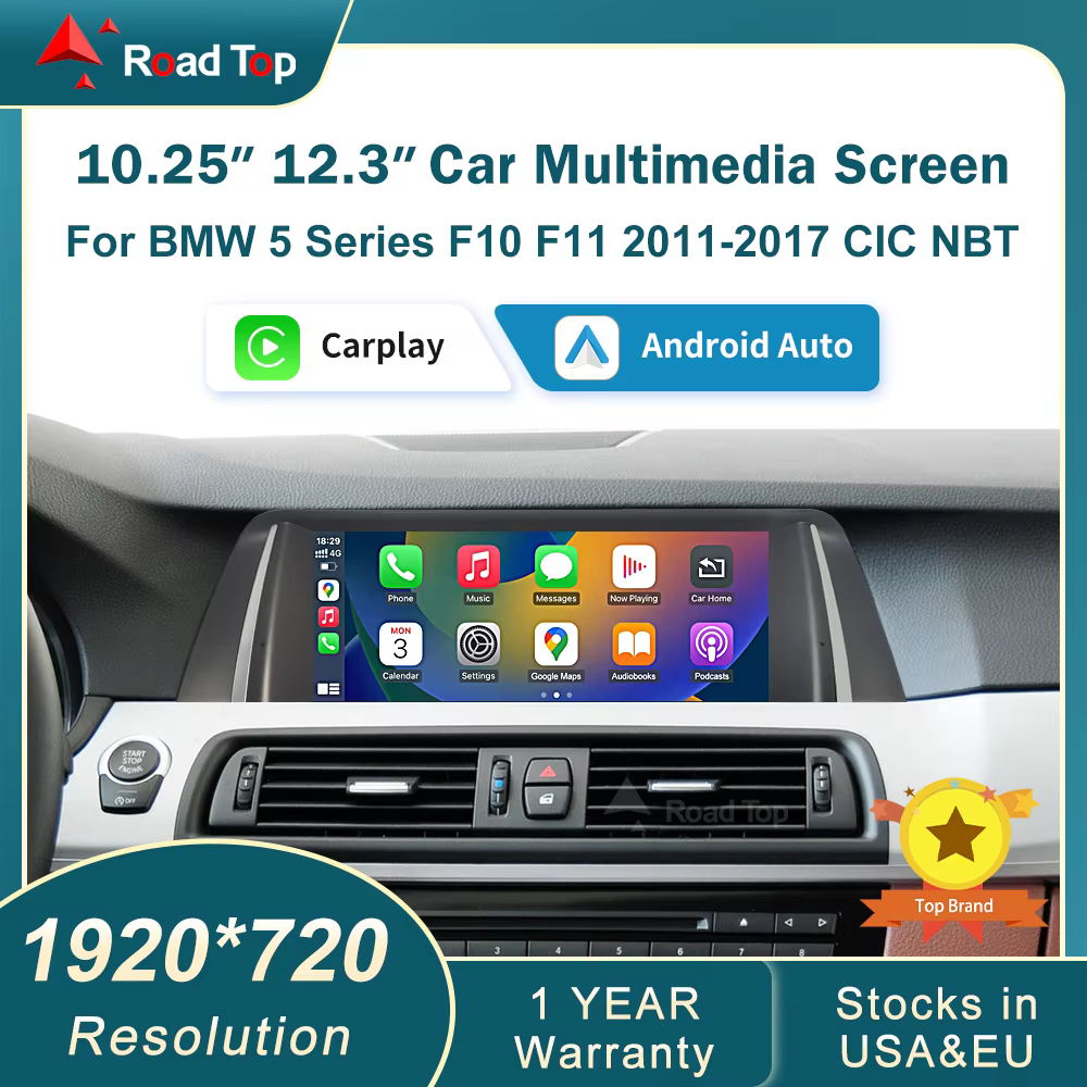 10,25 12,3 RoadTop para BMW 5 Series 2011-2017 F10 F11 inalámbrico CarPlay Android Auto Multimedia Radio reproductor Linux Airplay