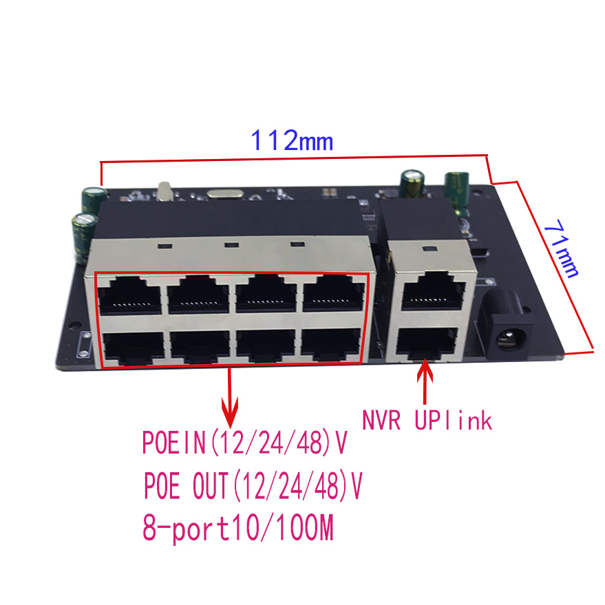 POE12V-24V-48V POE12V/24V/48V POE OUT12V/24V/48V Poe Switch 100 Mbps POE Poort; 100 Mbps UP Link Poort; Poe สวิทช์ NVR