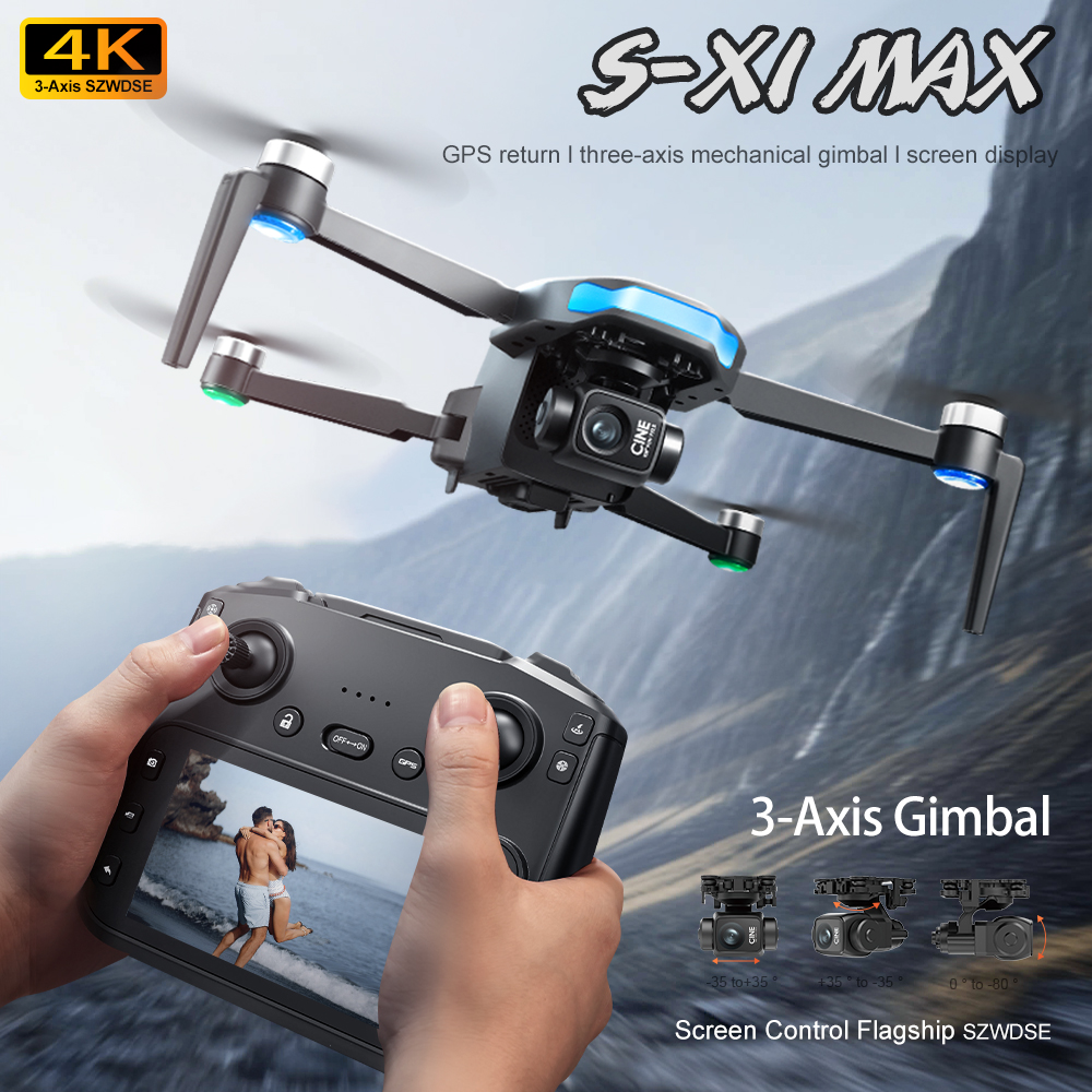 โดรน S-X1 MAX 4K ระดับมืออาชีพ พร้อมกล้อง HD ระบบกันสั่น 3 แกน GPS โดรนไร้แปรงถ่าน 5G WIFI หน้าจอควบคุมระยะไกล ของเล่นควอดคอปเตอร์