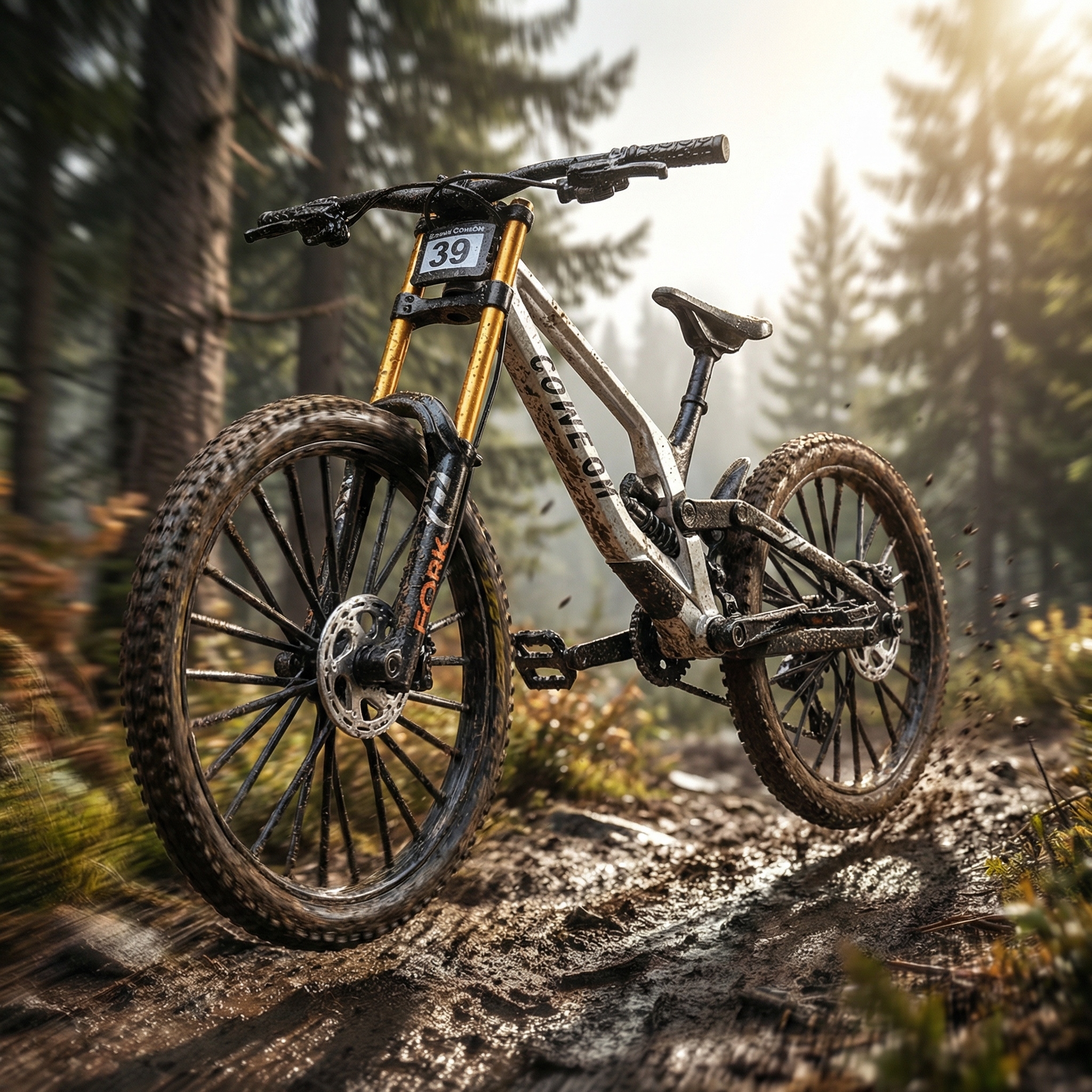 Model Sepeda Gunung Skala 1:8 dari Bahan Alloy dengan Gear Realistis dan Peredam Kejut Depan & Belakang untuk Penggemar Sepeda