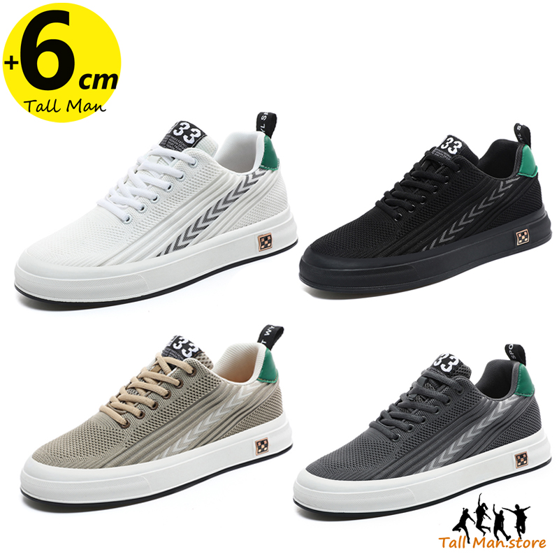 Sepatu Angkat Sepatu Booster Pria Sol Dalam Penambah Tinggi Pria Lift 6Cm Olahraga Santai Ukuran Besar 37-46