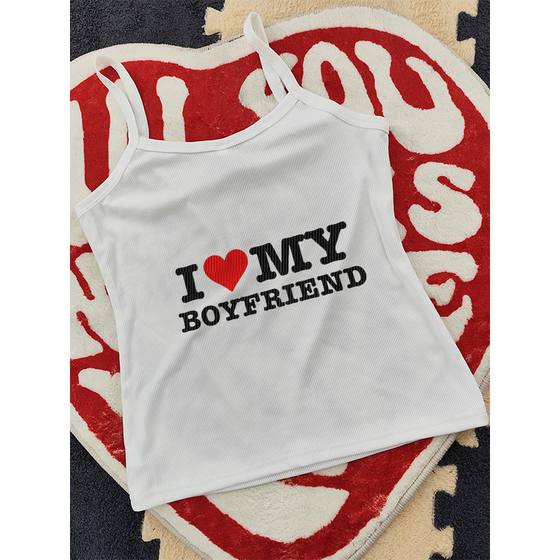 I Love My BOYKRIEMD-Tops con estampado de letras para mujer, chaleco Sexy Harajuku J, ropa de calle para mujer, Top corto Y2k con gráfico de verano