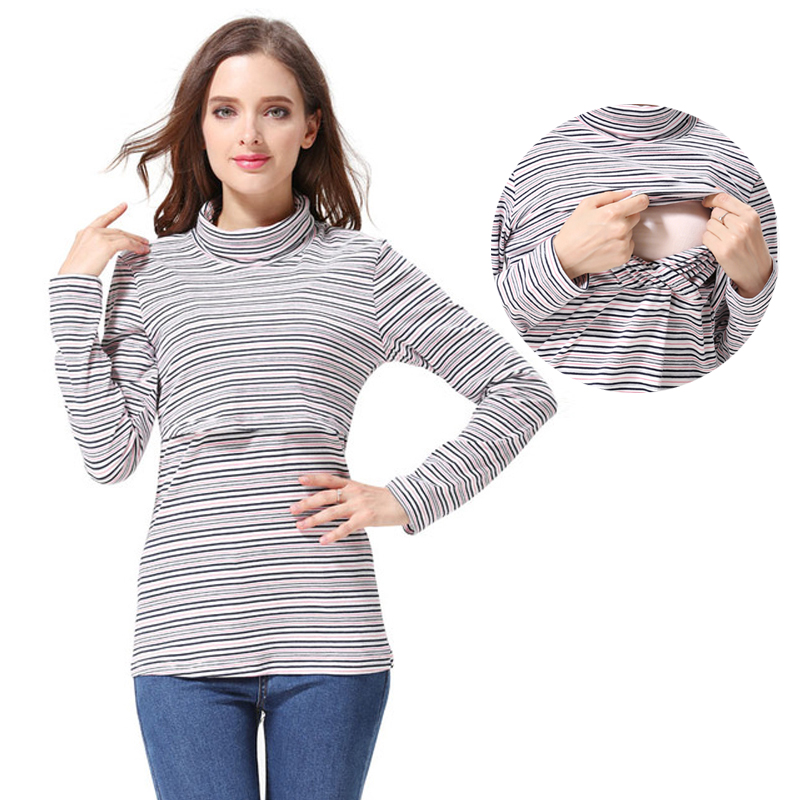 Vêtements de maternité automne hiver, T-shirts d'allaitement pour femmes enceintes, manches longues, col roulé, hauts d'allaitement