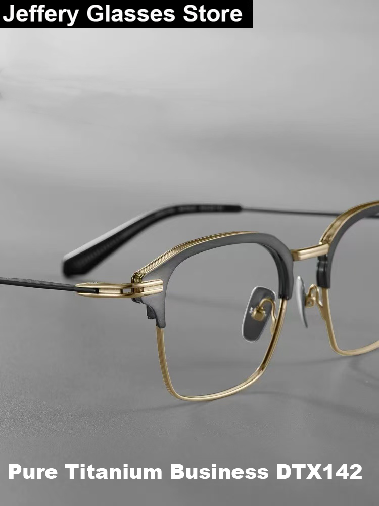 Męskie okulary z czystego tytanu kwadratowe ramki duży rozmiar 152mm okulary biznesowe DTX142 japońskie ręcznie robione okulary korekcyjne duża twarz