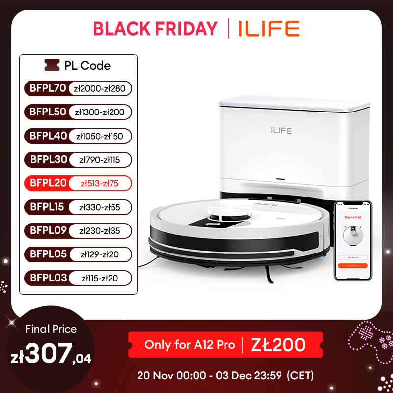 ILIFE A12 Pro Robot aspirapolvere e Mop Combo, navigazione LIDAR, polvere autoraccolta, aspirazione 3000Pa, app/telecomando
