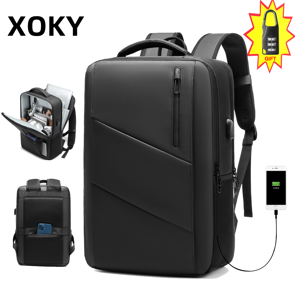 Mochila de viaje de negocios XOKY, mochila grande expandible con carga USB, mochila de moda para hombre, mochila para ordenador portátil de 15,6 pulgadas 2051