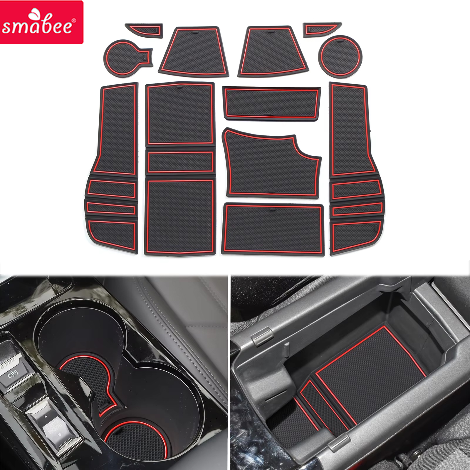 Smabee per Peugeot 2008 E-2008 GT Line 2019 - 2024 Tappetino Antiscivolo per Portaoggetti e Portabicchieri Accessori Interni