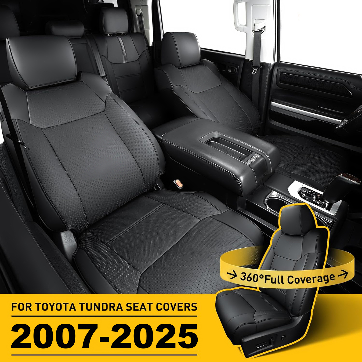 Pokrowce na siedzenia samochodowe na zamówienie, skóra ekologiczna, 5 miejsc, do Toyota Tundra Crew Max Double Cab Hybrid, roczniki 2007-2022, 2023, 2024, 2025