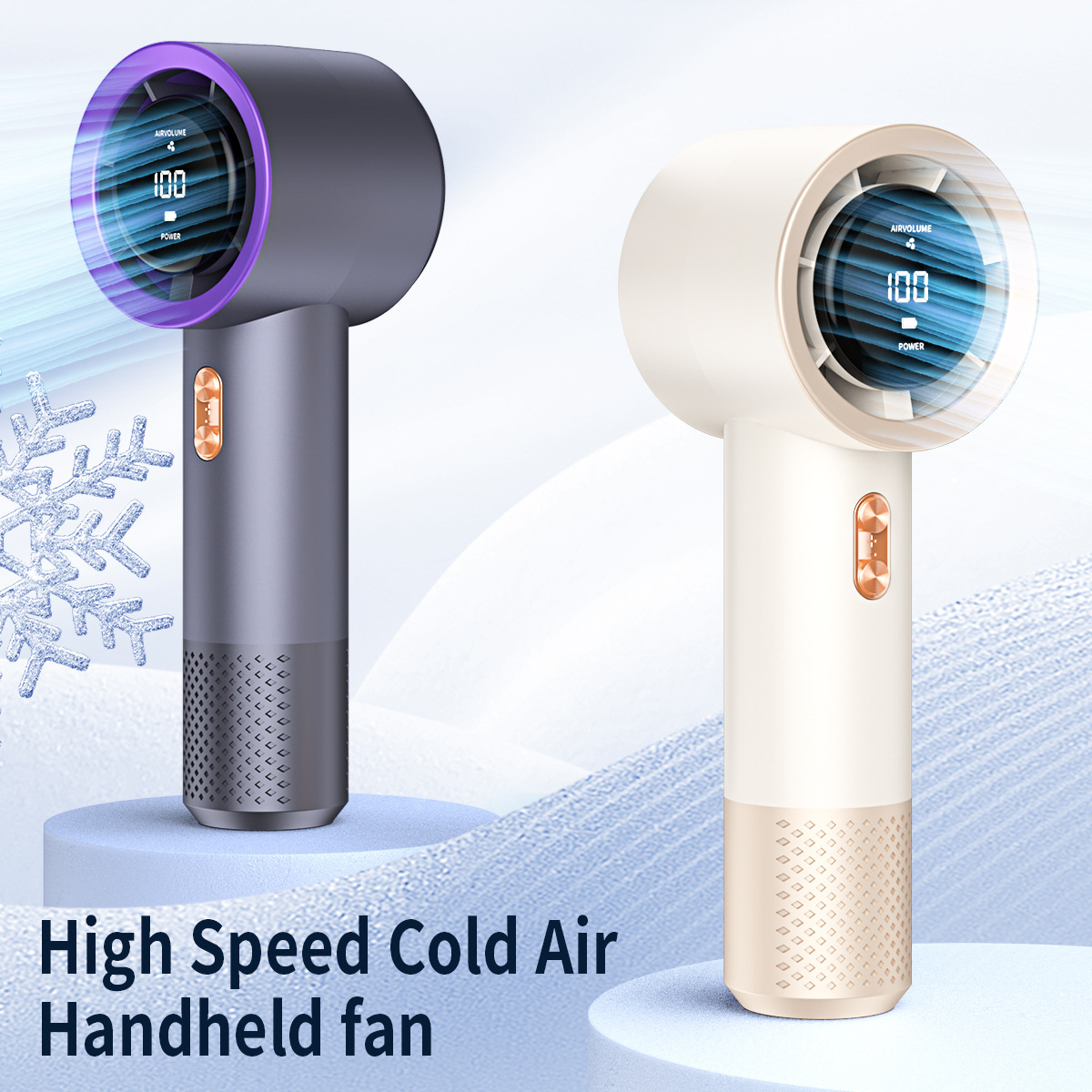Handheld hogesnelheidsminiventilator, draagbare persoonlijke luchtkoeler en -verwarmer met 199 niveaus oneindige aanpassing van de windsnelheid