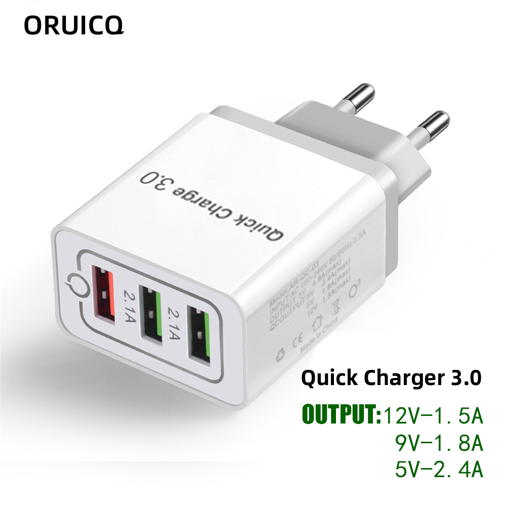 Cargador USB de carga rápida 3,0, cargador de pared portátil QC 3,0, adaptador para Xiaomi, iPhone X, enchufe europeo y estadounidense