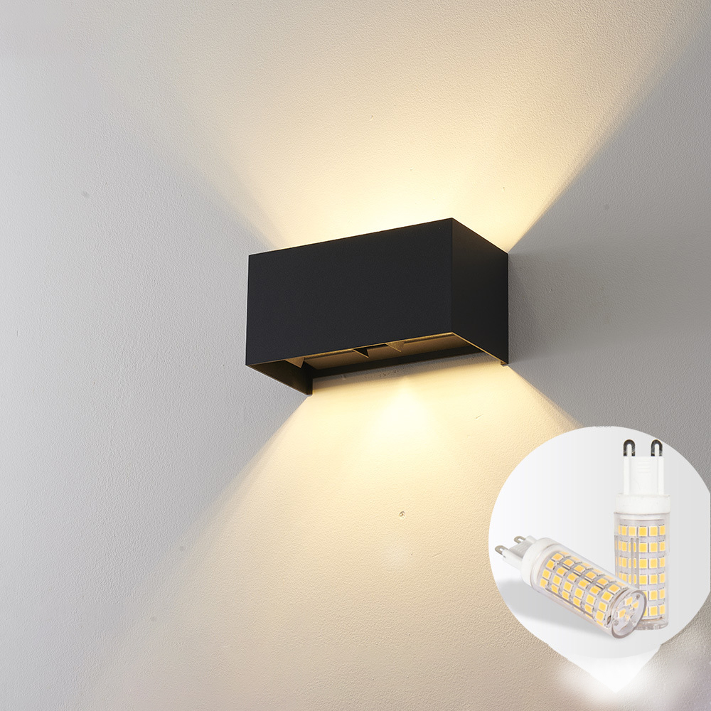 Luz de parede externa roukeymi, à prova d'água, lâmpada g9 recarregável, iluminação externa, varanda, jardim, lâmpada de parede