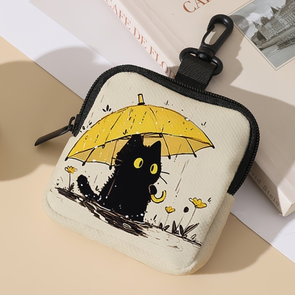 Multiple Styles Mini Coin Purse Mini Artificial Leather Wallet New Cat Print Lightweight Waterproof Earphone Bag Friends Gift