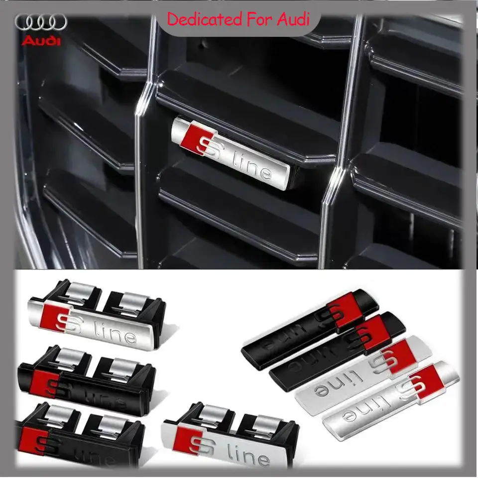 Car Goods Emblem Grill Front Hood Badge Grille For Audi Sline RS A3 A4 B8 8P 8V B6 A5 A6 C7 Q5 B9 B7 C6 A1 Q7 Q3 TT Auto sticker