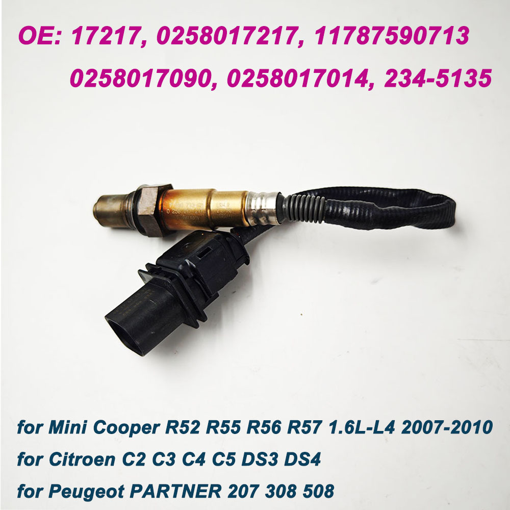 Sensor de oxígeno con sonda Lambda para coche, accesorio de alta calidad 0258017217 O2 11787590713 para Citroen C2 Peugeot 207 208 Mini Cooper R55 R56 R57 1.6L