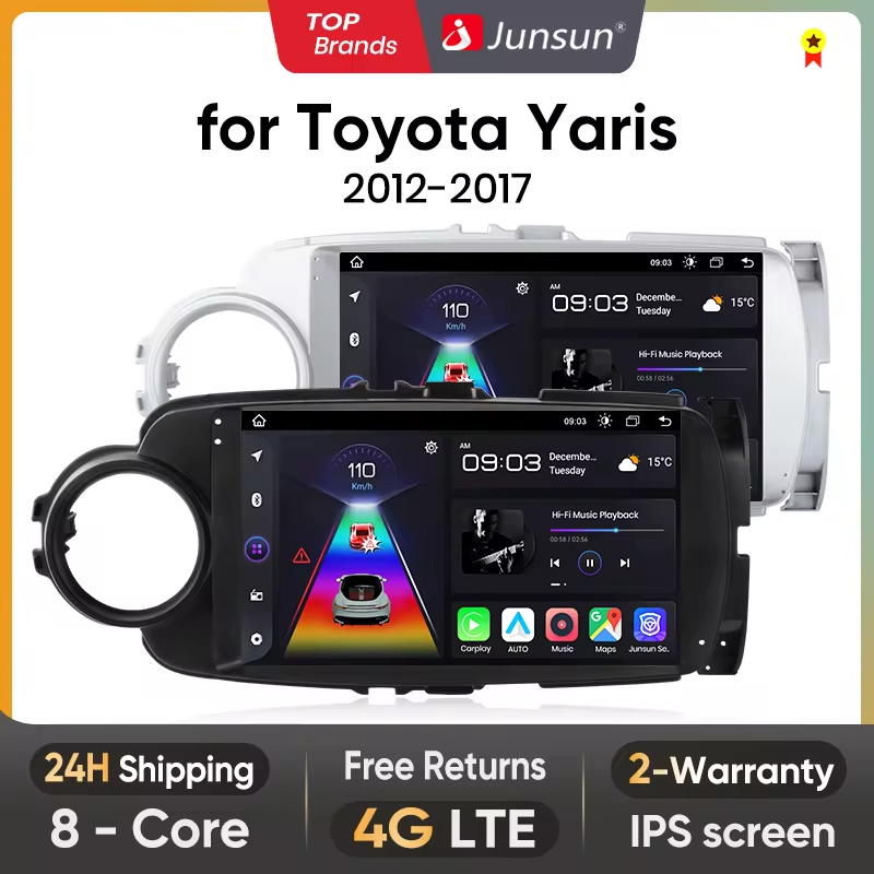 Junsun autoradio sans fil CarPlay Android Auto pour Toyota Yaris 2012 2013 20014 2015-2017 RDS GPS 4G WIFI multimédia autoradio