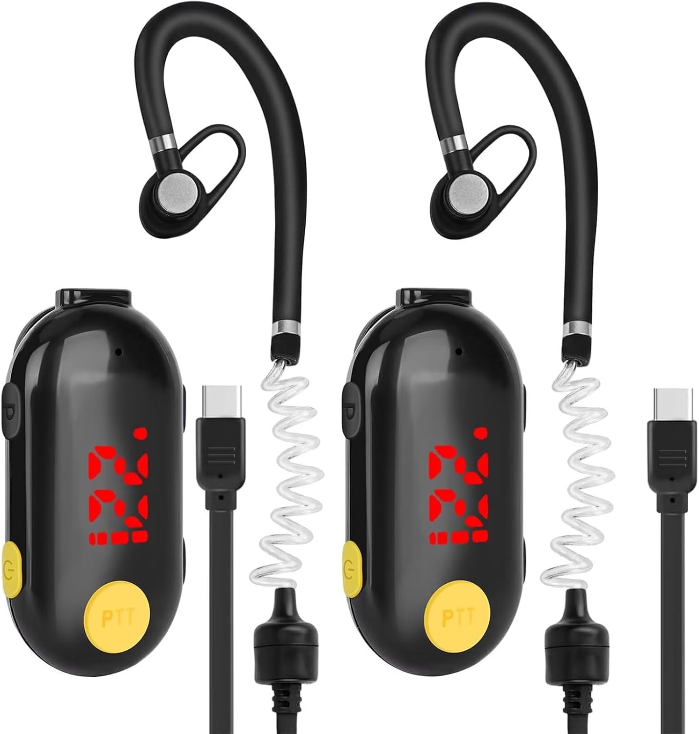 2pcsT-M9 Super Mini Walkie Talkie with Earpieces Small Portable FM Transceiver Handsfree Two Way Radio for Security, Restaurant,