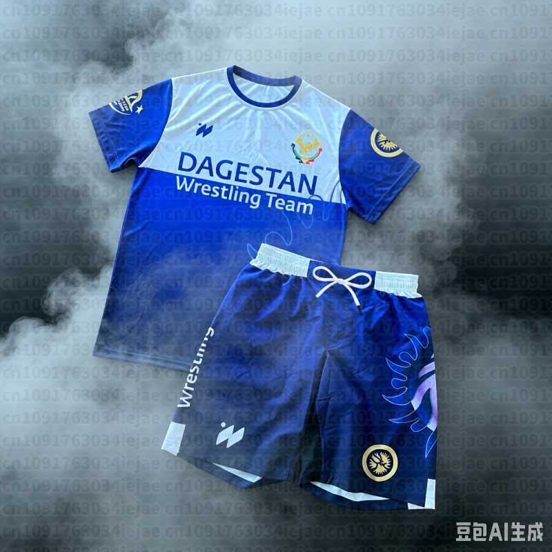 Setelan Olahraga Anak Musim Panas 2026 Dagestan, Baju Latihan Gulat Cepat Kering, Kaos dan Celana Pendek untuk Bertarung