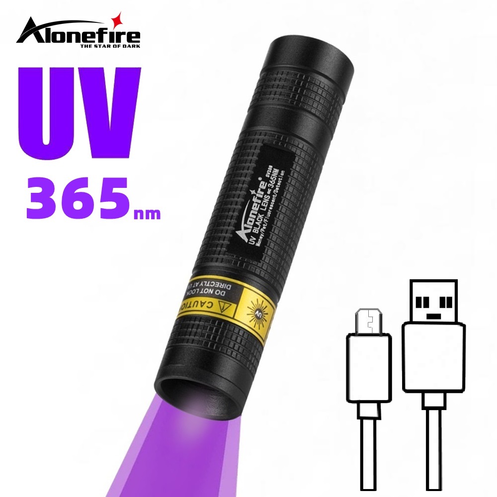 Senter UV LED Mini 365nm, Lampu Hitam, Dapat Diisi Ulang via USB, Lampu Kuku, Pendeteksi Noda Hewan Peliharaan, Kebocoran, Bijih, Uang, Kalajengking