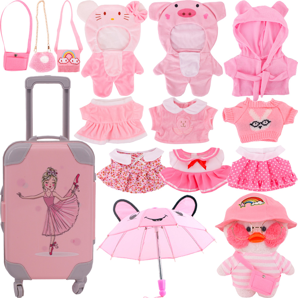 Kawaii розовая утка, одежда, чемодан, юбка для 30 см, плюшевая одежда lalafanfan, плюшевая игрушка, аксессуары для животных, детские подарки