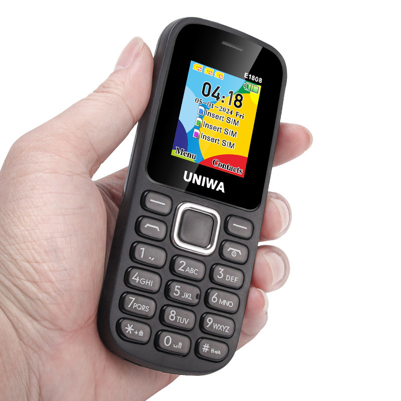 UNIWA E1808 2GKeypad Feature Phone 1.77”Push Button 800mAh Telephone for Senior Elder Wireless Radio GSM Bluetooth Mobile Phone