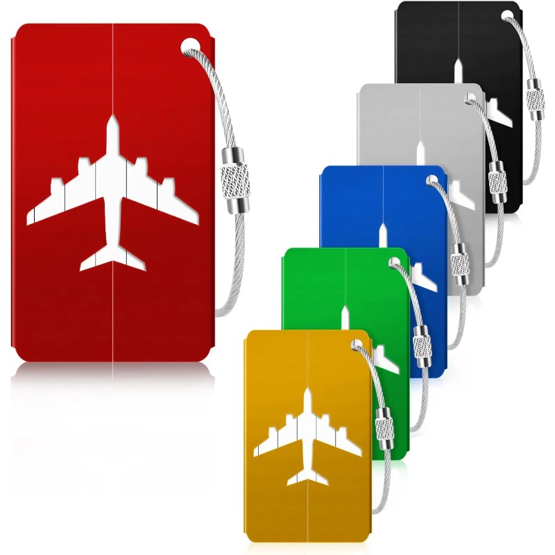 Aluminum Alloy Travel Luggage Tag, Suitcase Tag, Airplane with Name, Anti-loss, Solid Color Travel Accessories