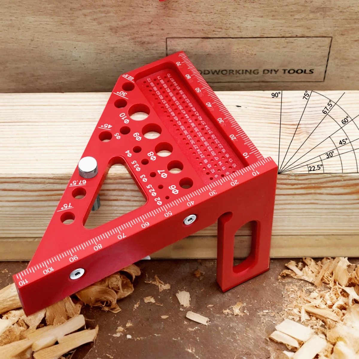 Regla Triangular Multifuncional para Navegación, con Protractor Cuadrado y Pasadores de Centrado, Herramienta para Reparación y Trabajos en Madera de Barcos, Yates y Embarcaciones