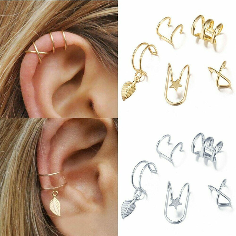 5/12pc cor dourada punhos de orelha sem piercing clipe de orelha brincos feminino meninas boêmio moda falso cartilagem brinco jóias presente
