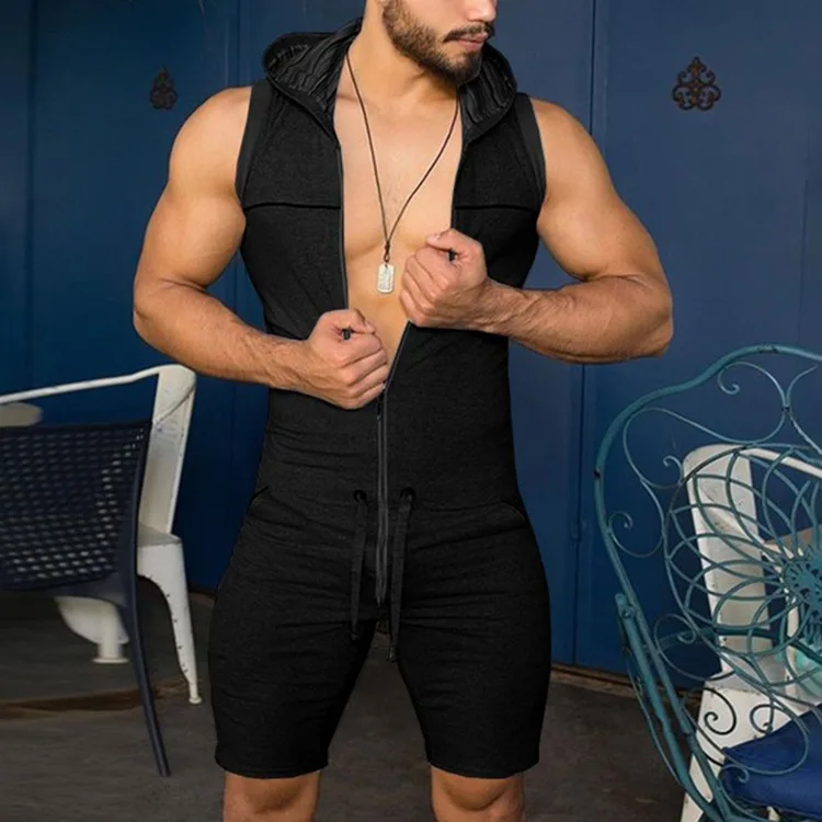 Mode Overalls für Männer Sommerkleid ung einfarbig Kurzarm Overalls lässig Straße Bewegung Sex Appeal Jumps uit S-3XL
