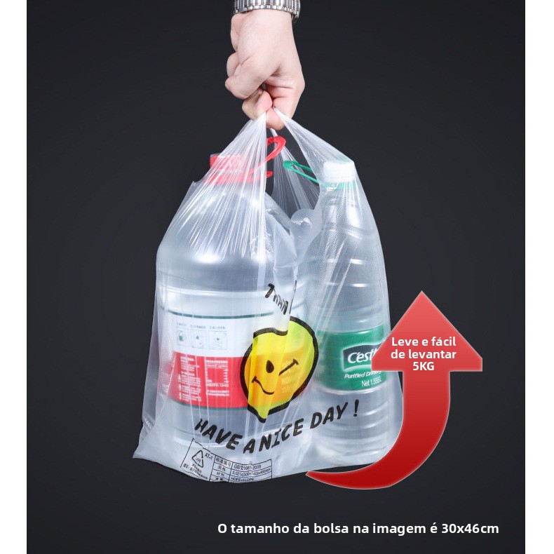 Saco de sorriso de plástico espo, sacola de cras portátil, saco de colete transparente, material pe para cras em bar...