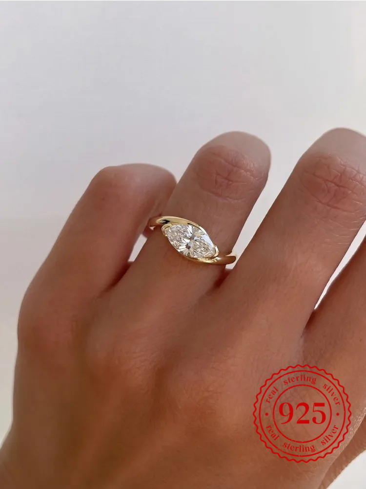 925 prata esterlina moda minimalismo pequeno marquise zircão anel para mulheres noivado festa diária de alta qualidade jóias finas