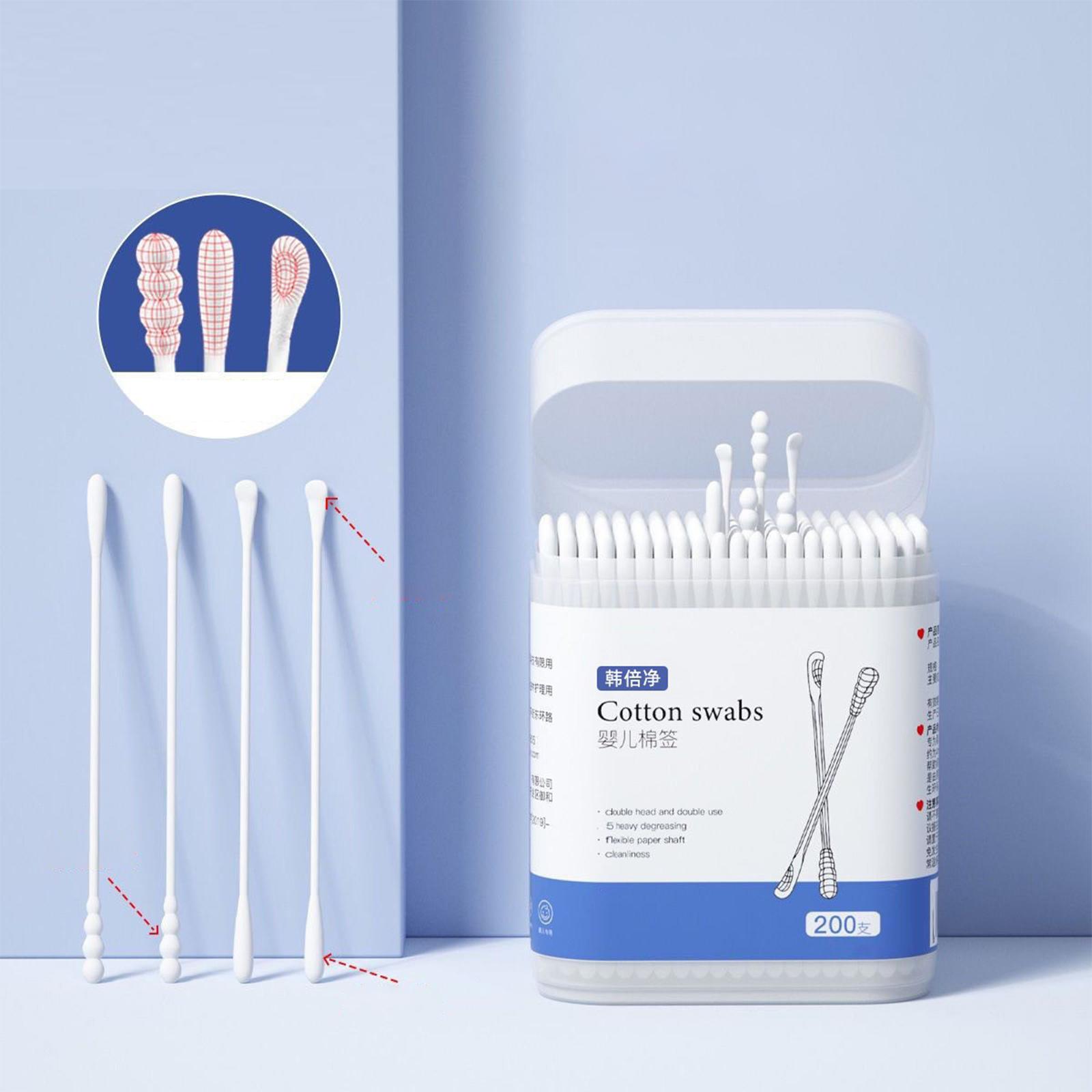 200 pezzi tamponi multiuso cosmetici Double-Ended Makeup bastoncini di carta per la cura dell'orecchio tampone per le orecchie naturale