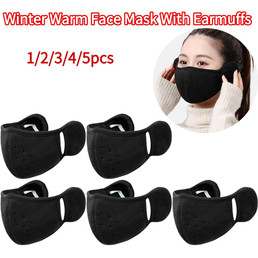 2 em 1 inverno quente máscara facial earmuffs unisex coldproof rosto cobrindo ao ar livre ciclismo caminhadas esqui orelha mais quente máscara facial 1-5pcs