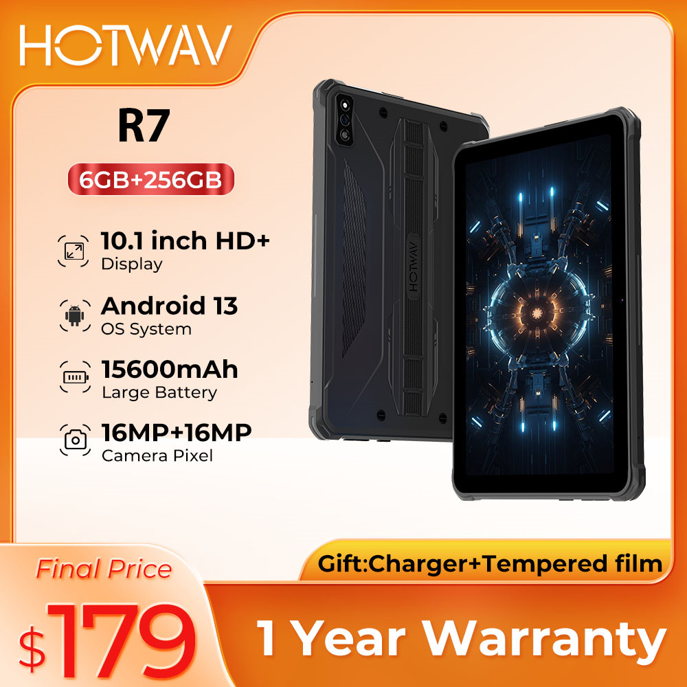 HOTWAV R7 Планшетный ПК Глобальная версия 10,1 дюйма HD + 15600 мАч 12 ГБ (6 + 6) 256 ГБ Pad OTG Обратная зарядка 2024 Планшет Android 13 Widevine L1