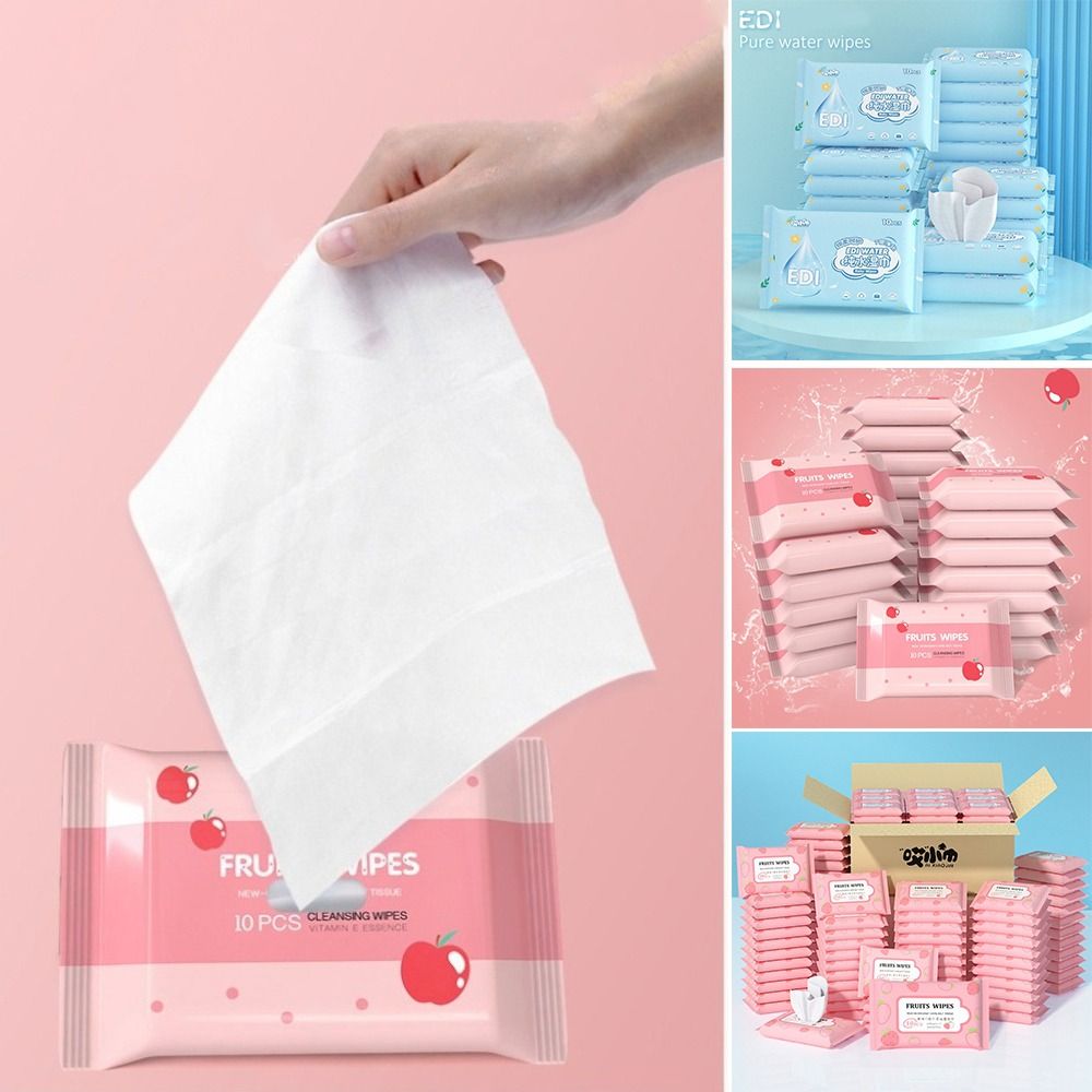 10ชิ้น/แพ็คทิชชู่เปียกสำหรับเด็กทำความสะอาดมือและปากแบบพกพาทิชชู่น้ำสกัดได้10ทิชชู่เปียกแบบใช้แล้วทิ้งสำหรับเด็กทารก