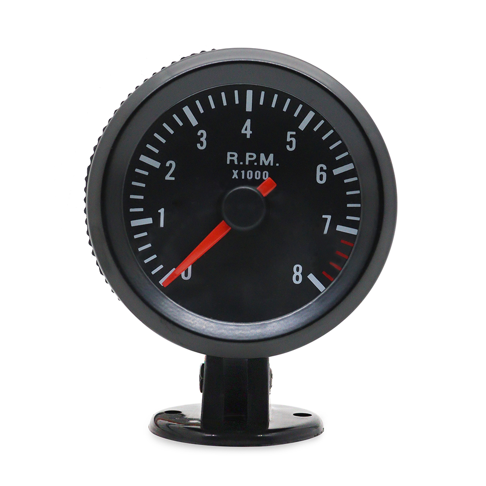 2 "52mm Auto Meter Toerenteller RPM Gauge 0-8000 RPM Analoge Zwarte Behuizing Met Witte LED Voor 1-8 Cilinders Auto