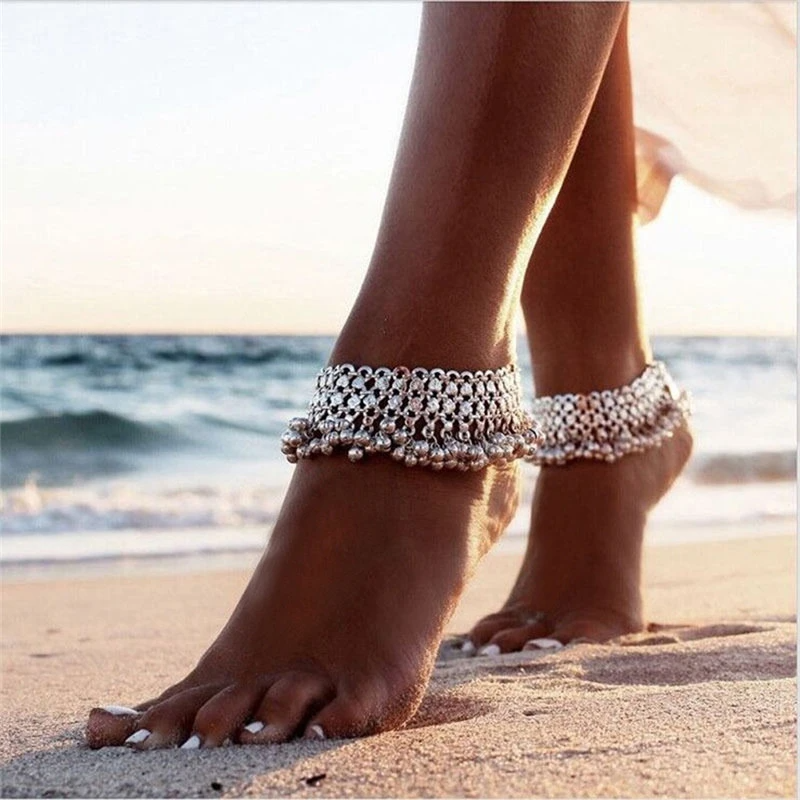 Neue Vintage Multi-schicht Glocken Knöchel Armband Fuß Schmuck Boho Sommer Strand Barfuß Sandalen Charme Fußkettchen Frauen Zubehör