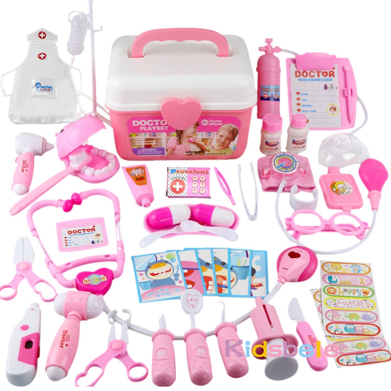 Brinquedo médico crianças médico fingir role play kit 44 pçs simulação dentista caixa meninas jogo educativo brinquedos para crianças estetoscópio