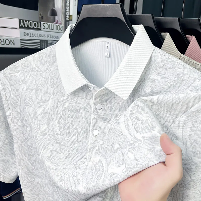 Polo à manches courtes pour hommes, décontracté, couleur unie, à la mode, respirant, confortable, polyvalent, nouvelle collection