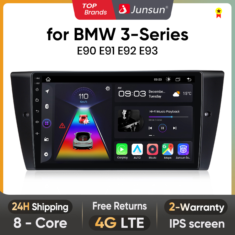 Junsun-Radio inalámbrica para coche, Sistema inteligente con CarPlay, Android, No 2 din, DVD, para BMW Serie 3, E90, E91, E92, E93